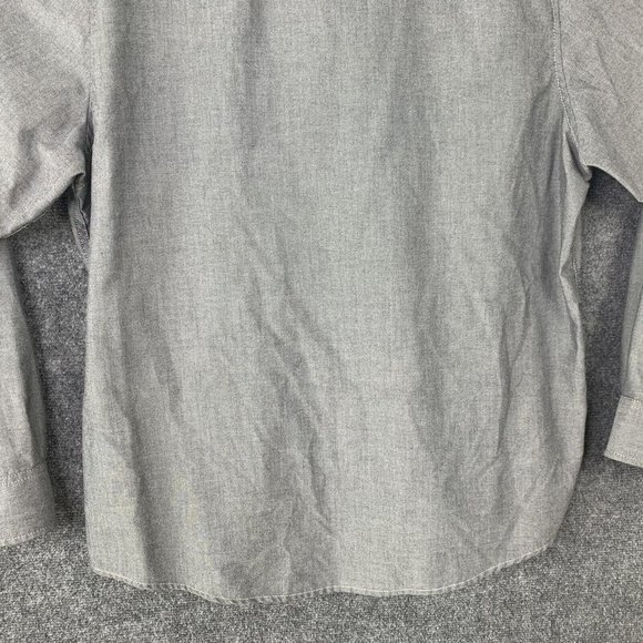American Rag Button Up Shirt Men 2x Gray w/ Border Long Sleeve Button Down - Picture 9 of 11